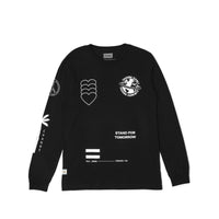 Multi Graphic Long Sleeve Tee Black Print - Front View