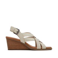 Gracie Wedge Sandal Leather Fog - Side View