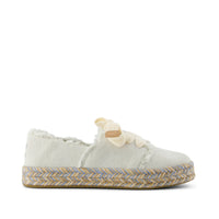 Carolina Lace-Up Espadrille White Onyx Textured Denim - Side View