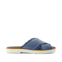 Mae Crossover Slide Sandal Dark Sky Textured Denim - Side View