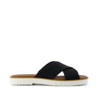 Mae Crossover Slide Sandal Black Heavy Canvas - Side View