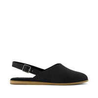 Jade Slingback Flat Black Leather - Side View