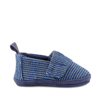 Layette Alpargata Crib Shoe Dark Sky Subtle Stripes - Side View