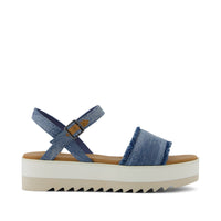 Brynn Platform Sandal Dark Sky Textured Denim - Side View