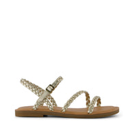 Kira Strappy Sandal Gold Metallic Synthetic Braid - Side View