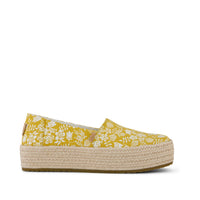Valencia Platform Espadrille Golden Honey Edenham Shadow Floral Print - Side View