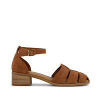 Jaclyn Fisherman Heel Amber Brown Kid Suede - Side View