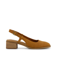 Jaclyn Slingback Heel Amber Brown Nubuck Leather - Side View