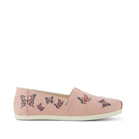 Alpargata Classic Pale Rose Canvas with Embroidered Butterflies - Side View